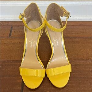Jessica Simpson Yellow Patent Ankle-Strap Heels